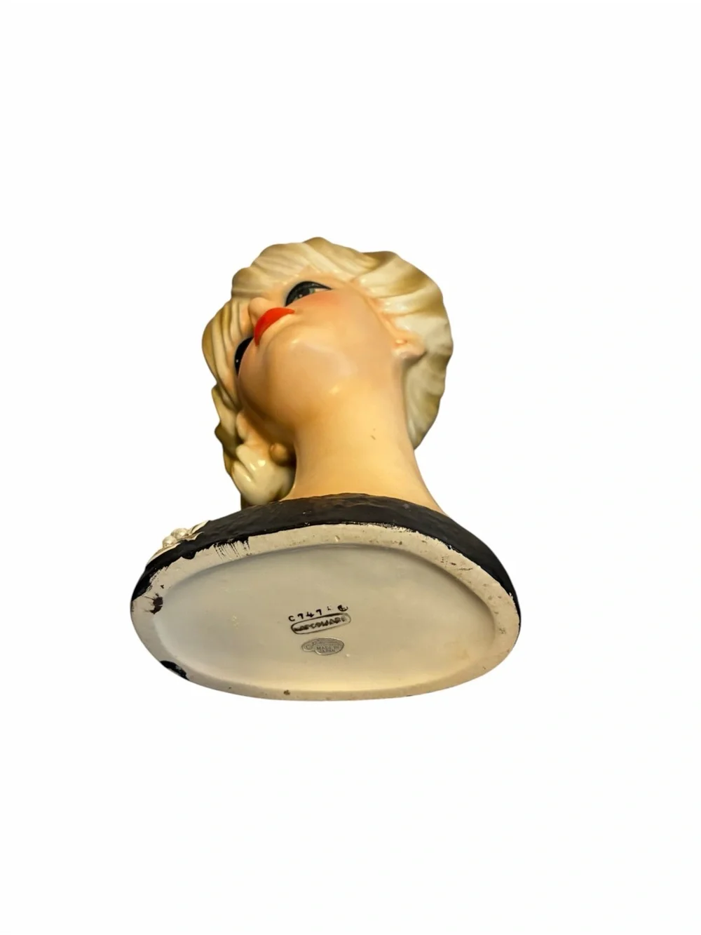 Vintage Napcoware C7471 Blonde Lady Head Vase Pearl Brooch Ceramic 60s Japan